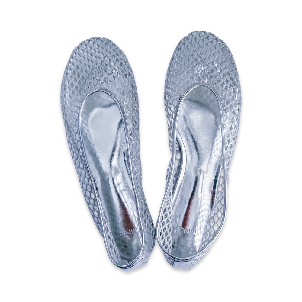 MANGO Metallic Mesh Ballet Flats